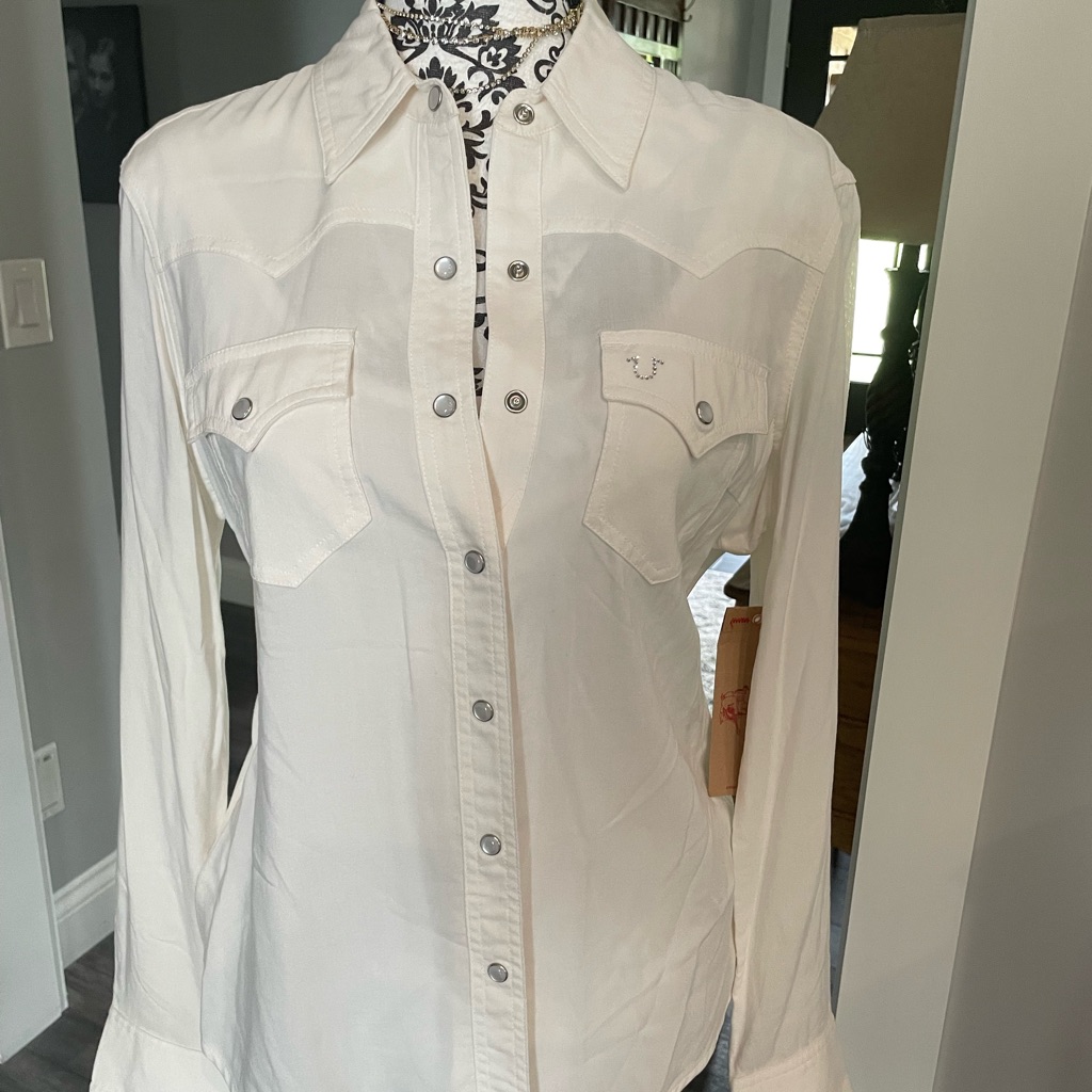 True Religion White Button Down Shirt